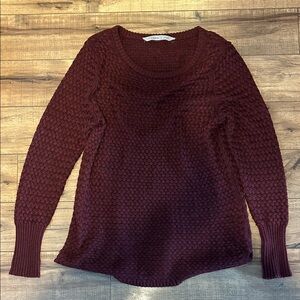 Athleta Rich Burgundy Textured Crew Neck Sweater